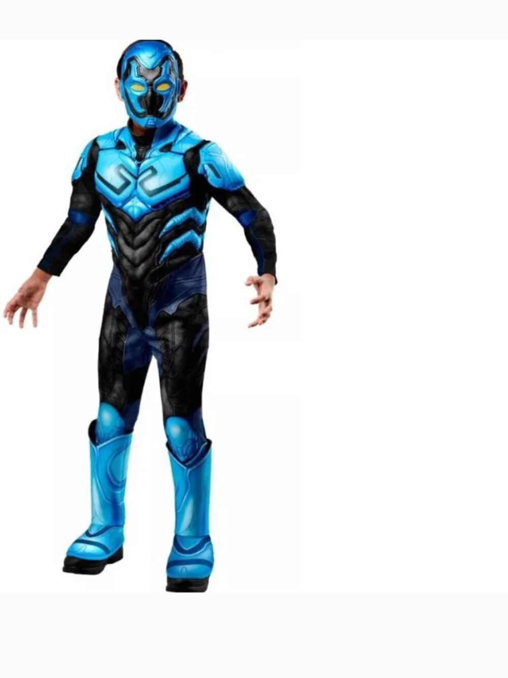 Blue Beetle Muscle Halloween Costume 10/12 Jumpsuit & Mask DC Comics Boys 2 Pc